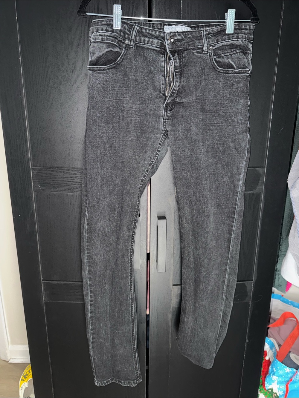 Paper Denim & Cloth Men's Slim Straight Washed Black Jeans